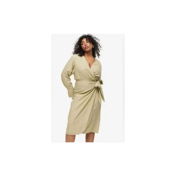 green emerald velvet dress H&M Chartreuse Greem Wrap Dress main image 0